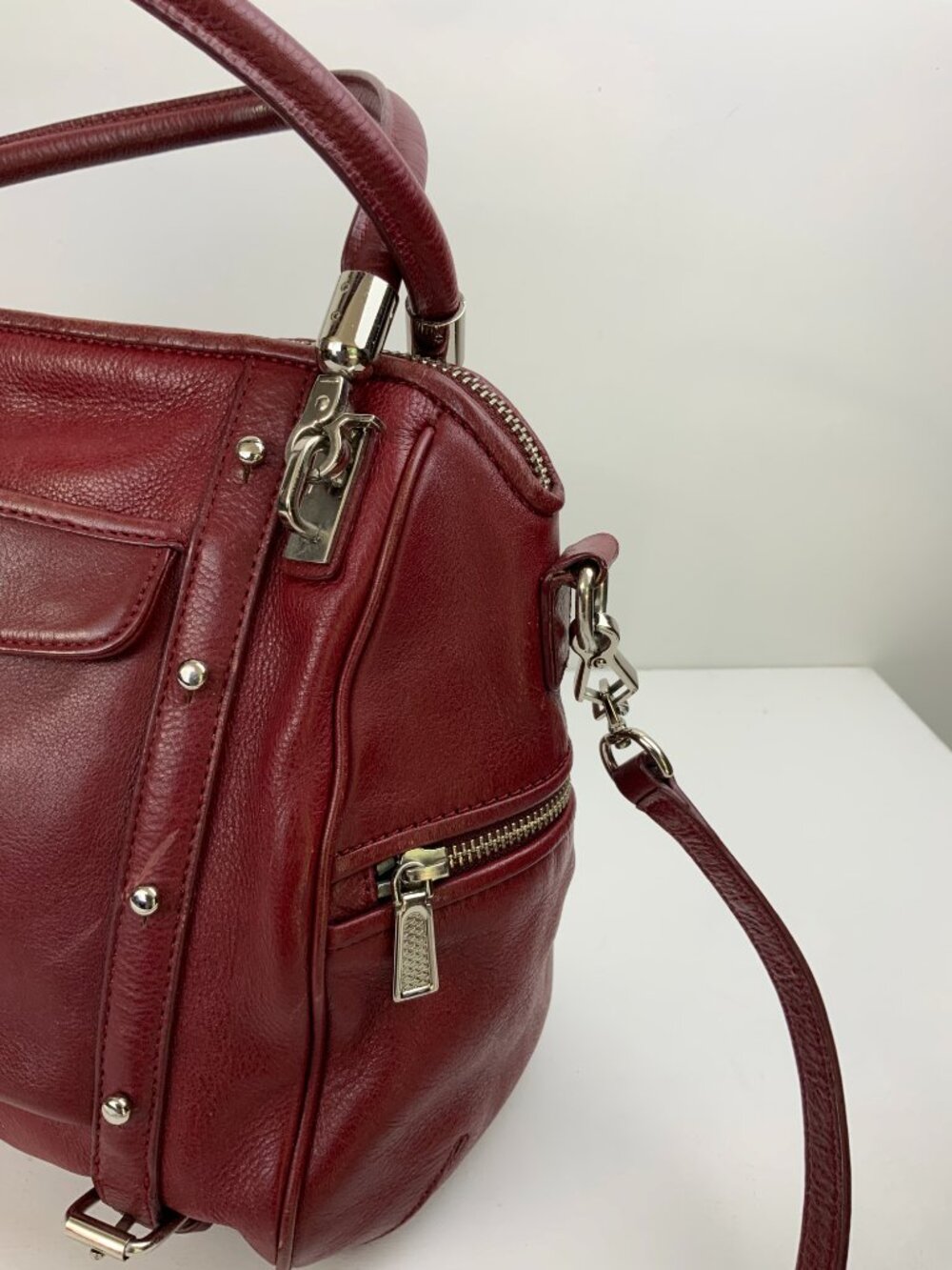 Rebecca Minkoff Burgundy Leather Cupid Satchel Bag Purse Crossbody - Picture 6 of 16